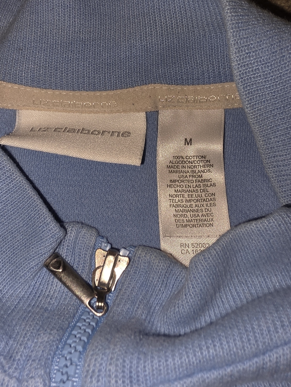 Liz Claiborne Light Blue, Full-zip Ribbed Track-style jacket Medium